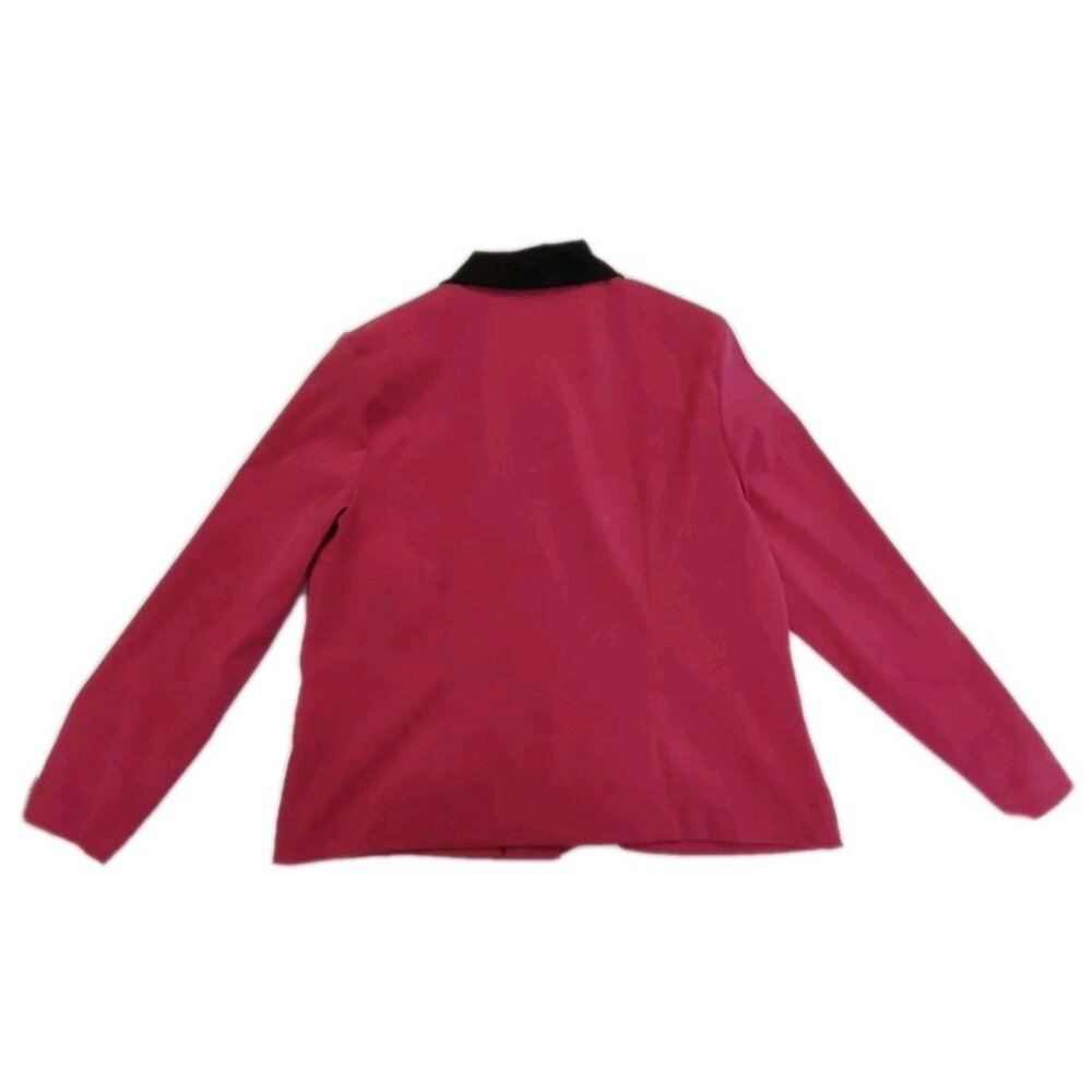 Sag Harbor Dress Fushia Hot Pink /Black Velvet Blazer Women Size 16 Beautiful - Picture 5 of 11